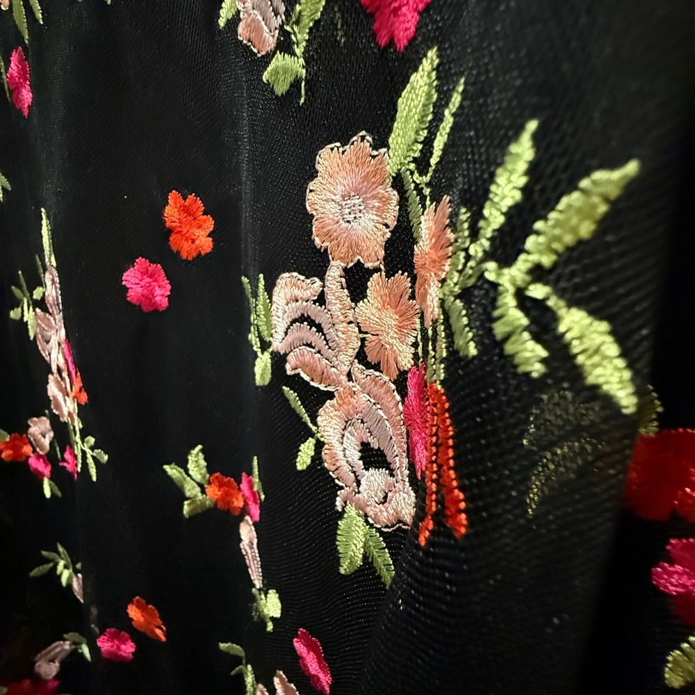 Charter Club Black Embroidered Floral Midi Mesh Dress - Picture 2 of 6
